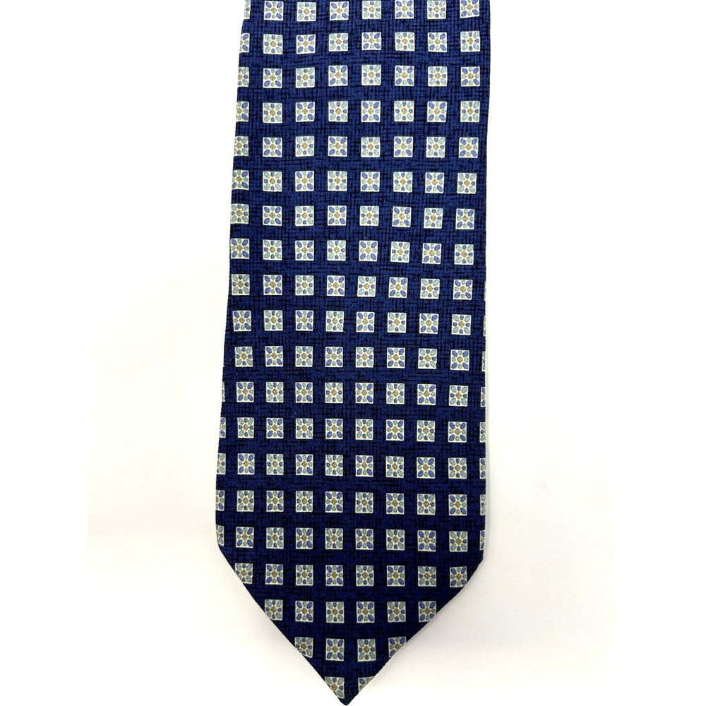 Joseph Abbound Blue Geometric 100% Silk Neck Tie 56.75" x 3.75" - Picture 3 of 8
